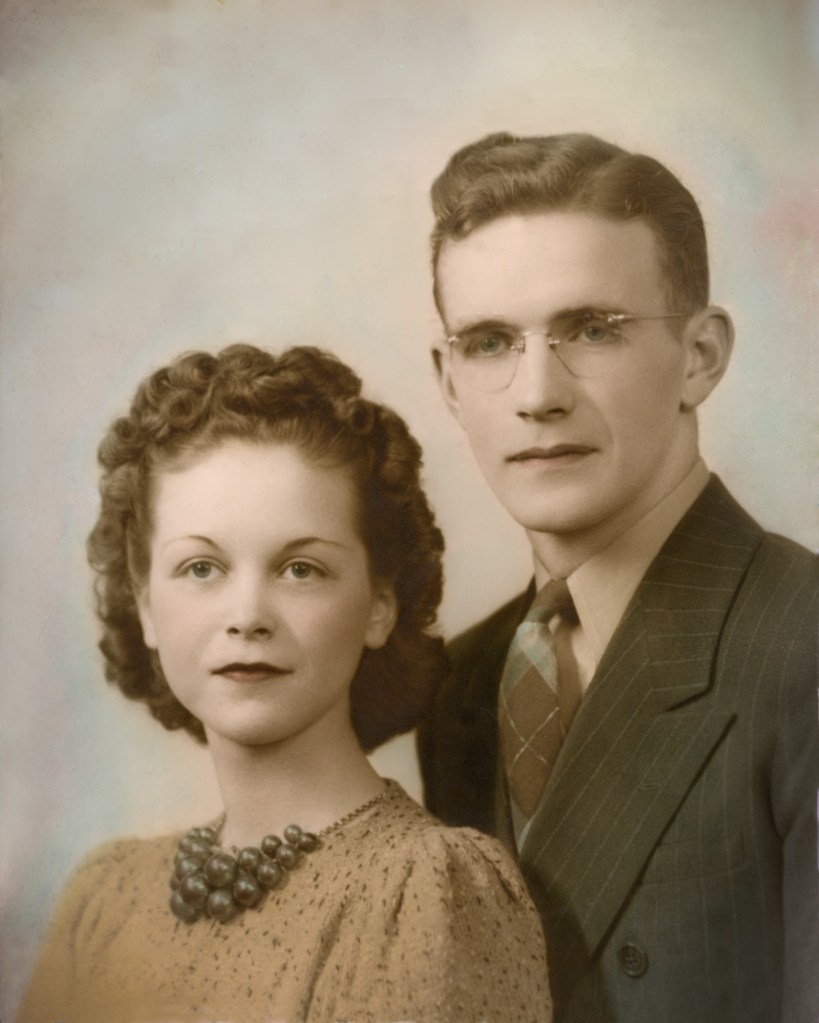 Restored old photograph of an old hand-colored photo by Walcott Stu-dio, Columbus, WI. Appointment- 