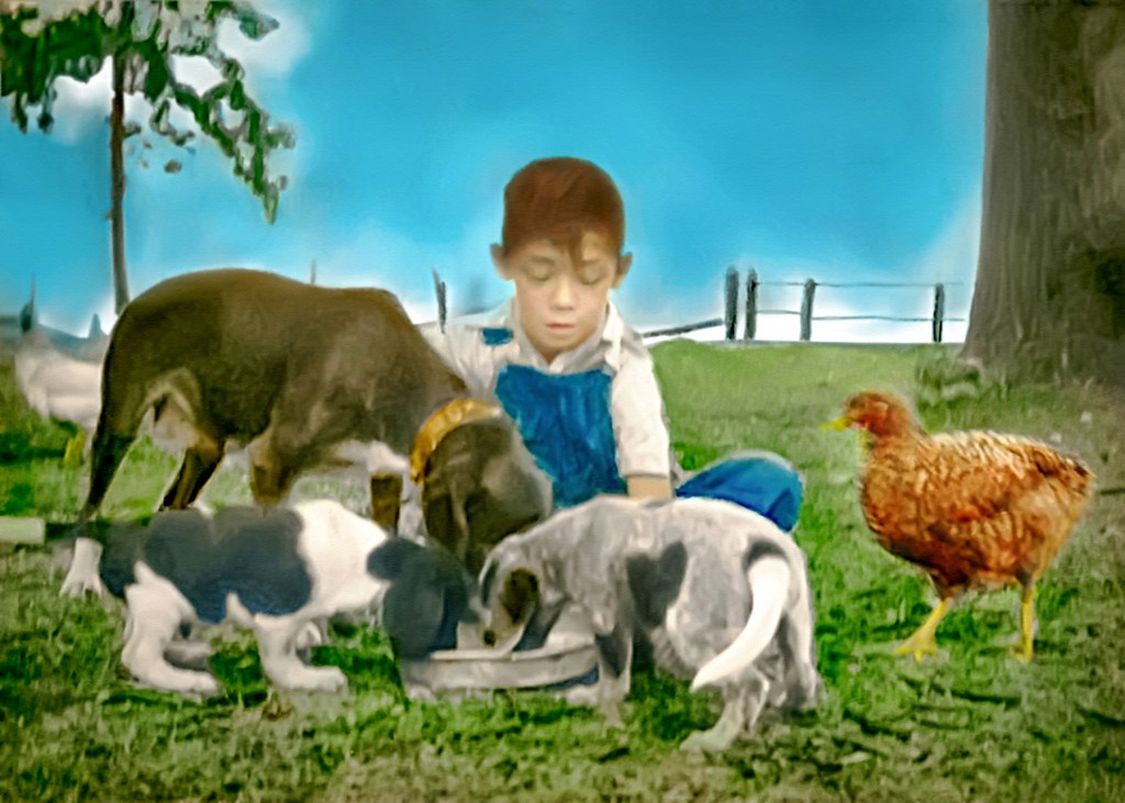 Colorized historical image, original colors restored and damage removed at Walcott Studio. Columbus, WI, 414-418-2893.