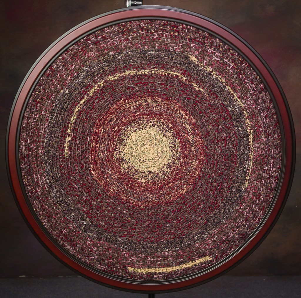 Hand-made rug and needlework custom framed at Walcott Studio, Columbus, WI. Call 414-418-2893 for appointment.